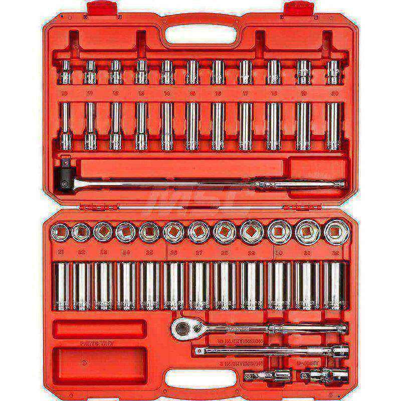 1/2 Inch Drive 6-Point Socket and Ratchet Set, 52-Piece (10-32 mm) MPN:SKT25201