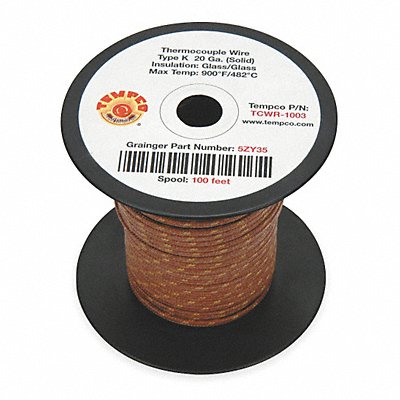 Thermocouple Wire K 20AWG Brn 100 Ft. MPN:TCWR-1003