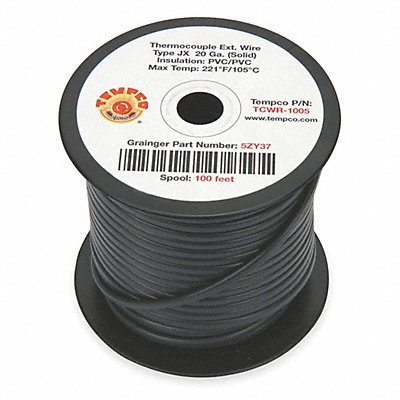 Thermocouple Ext Wire JX 20AWG Blk 100ft MPN:TCWR-1005