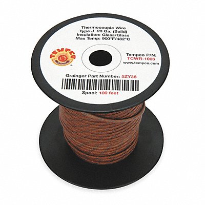 Thermocouple Wire J 20AWG Brn 100ft MPN:TCWR-1006