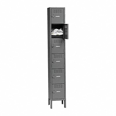 Box Locker Louvered 1 Wide 6 Tier Gray MPN:BK6-121212-1  MED GR