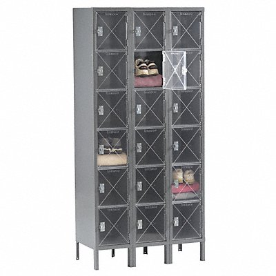 Box Locker Clearview 3 Wide 6 Tier Gray MPN:CBL6-121212-3 MED GR