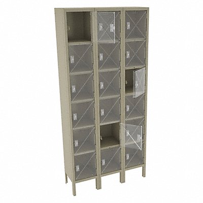 Box Locker Clearview 3 Wide 6 Tier Sand MPN:CBL6-121212-3 SAND