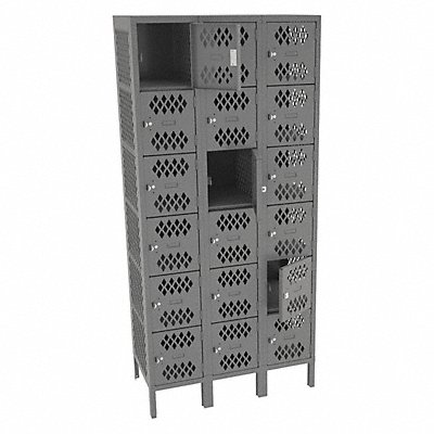 Box Lockr Ventilated 3 Wide 6 Tier Gray MPN:VBL6-1218-3MED GRAY