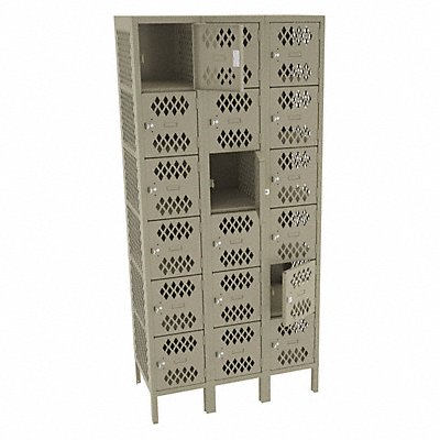 Box Lockr Ventilated 3 Wide 6 Tier Sand MPN:VBL6-1218-3SND