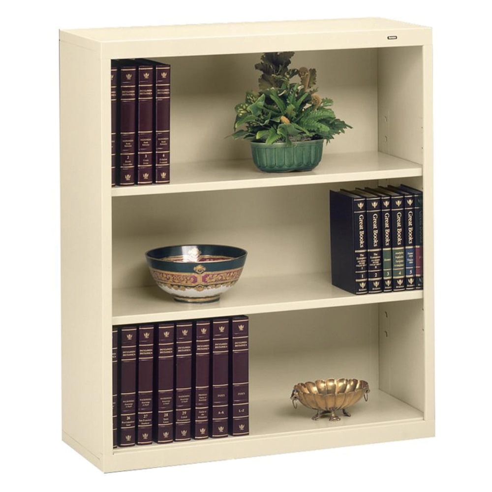 Tennsco Metal 3-Shelf Modular Shelving Bookcase, 40inH x 34-1/2inW x 13-1/2inD, Putty MPN:B42PY