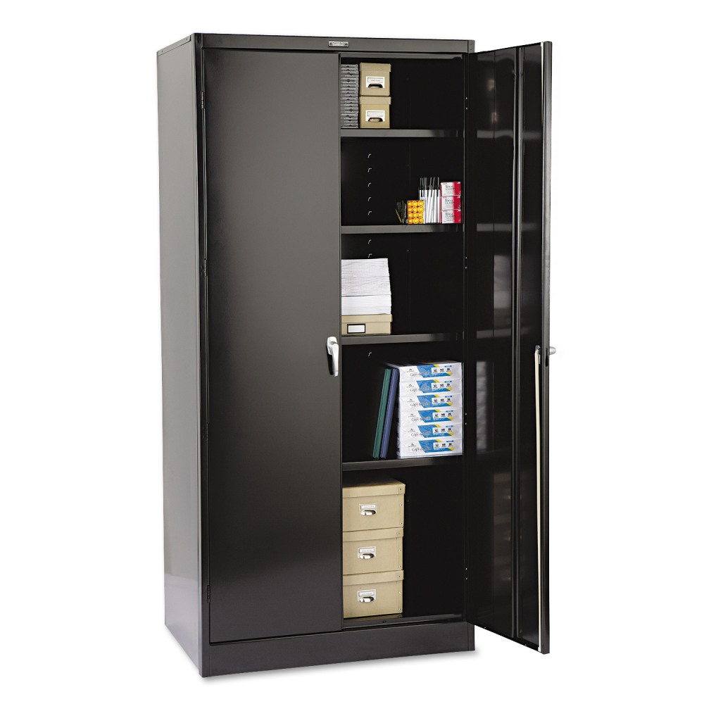 Tennsco Deluxe Steel Storage Cabinet, 4 Adjustable Shelves, 78inH x 36inW x 24inD, Black MPN:2470BK