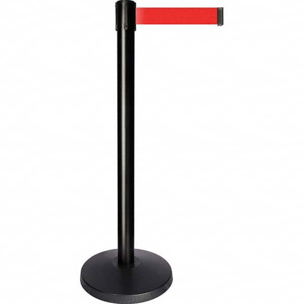 Free Standing Retractable Barrier Post: Metal Post, Plastic Base MPN:QPLUS-33-R5