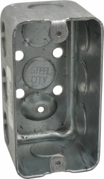 Electrical Outlet Box: Steel, Rectangle, 4