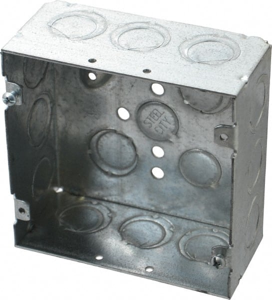 Electrical Outlet Box: Steel, Square, 4-11/16