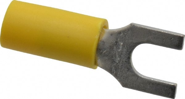 Standard Fork Terminal: Yellow, Vinyl, Partially Insulated, #10 Stud, Crimp MPN:10RC-10F