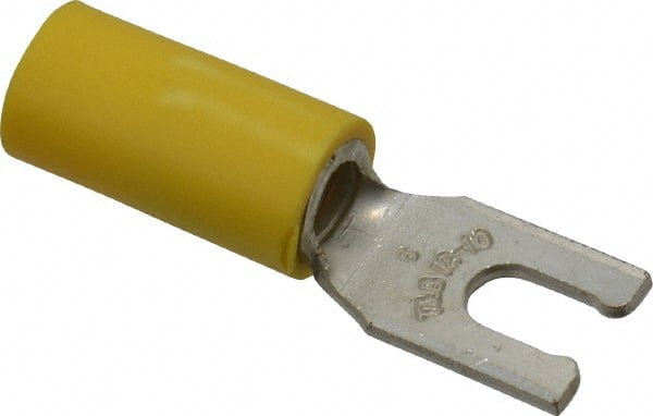 Locking Fork Terminal: Yellow, Vinyl, Partially Insulated, #6 Stud, Crimp MPN:10RC-6FL