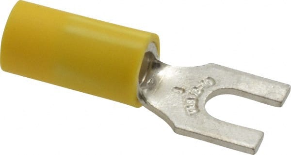 Standard Fork Terminal: Yellow, Vinyl, Partially Insulated, #8 Stud, Crimp MPN:10RC-8F