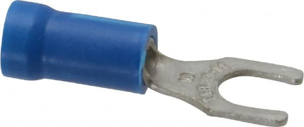 Locking Fork Terminal: Blue, Vinyl, Partially Insulated, #10 Stud, Crimp MPN:14RB-10FL