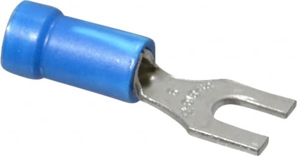 Standard Fork Terminal: Blue, Vinyl, Partially Insulated, #6 Stud, Crimp MPN:14RB-6F