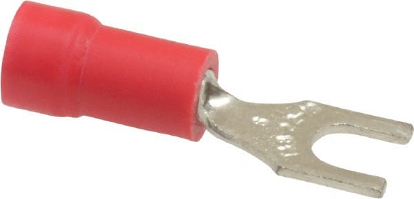 Standard Fork Terminal: Red, Vinyl, Partially Insulated, #6 Stud, Crimp MPN:18RA-6F