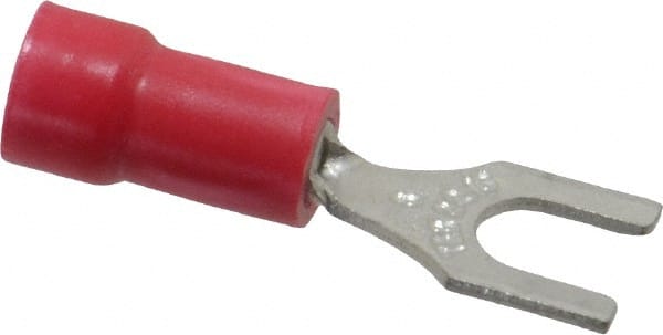 Standard Fork Terminal: Red, Vinyl, Partially Insulated, #8 Stud, Crimp MPN:18RA-8F