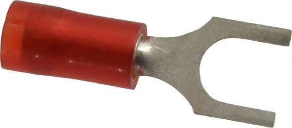 Standard Fork Terminal: Red, Nylon, Partially Insulated, #10 Stud, Crimp MPN:RA18-10F