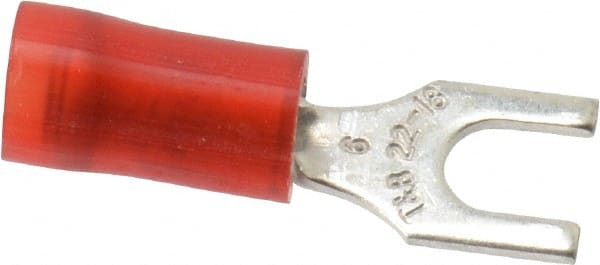 Standard Fork Terminal: Red, Nylon, Partially Insulated, #6 Stud, Crimp MPN:RA18-6F