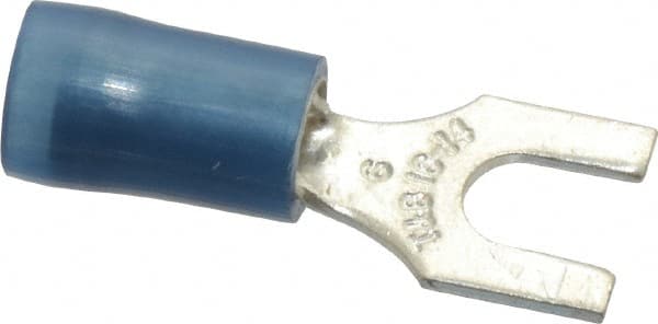 Standard Fork Terminal: Blue, Nylon, Partially Insulated, #6 Stud, Crimp MPN:RB14-6F