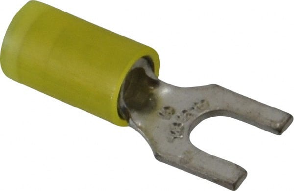 Standard Fork Terminal: Yellow, Nylon, Partially Insulated, #10 Stud, Crimp MPN:RC10-10F