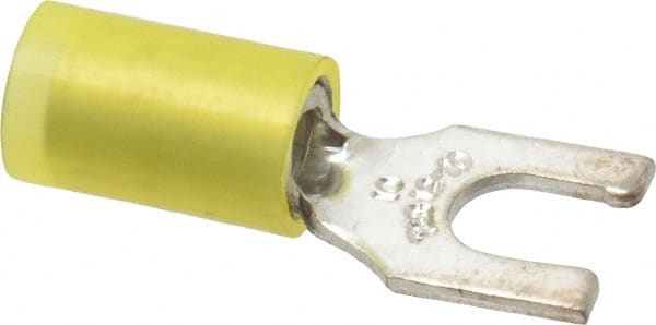 Locking Fork Terminal: Yellow, Nylon, Partially Insulated, #10 Stud, Crimp MPN:RC10-10FL