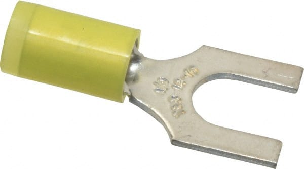 Standard Fork Terminal: Yellow, Nylon, Partially Insulated, #1/4