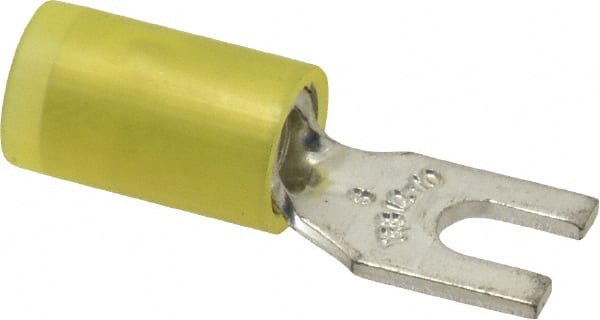 Standard Fork Terminal: Yellow, Nylon, Partially Insulated, #6 Stud, Crimp MPN:RC10-6F