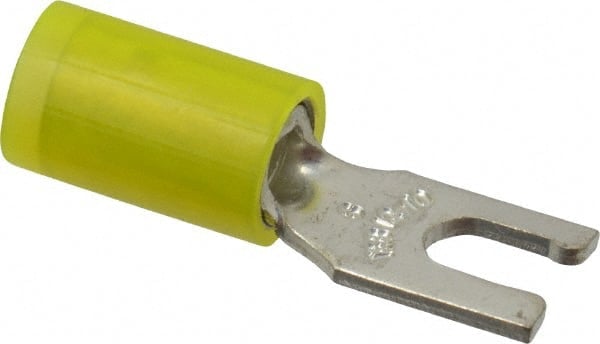 Locking Fork Terminal: Yellow, Nylon, Partially Insulated, #6 Stud, Crimp MPN:RC10-6FL