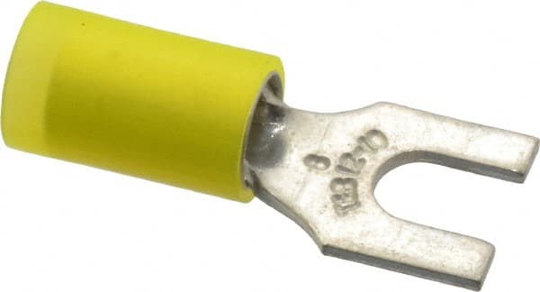 Standard Fork Terminal: Yellow, Nylon, Partially Insulated, #8 Stud, Crimp MPN:RC10-8F