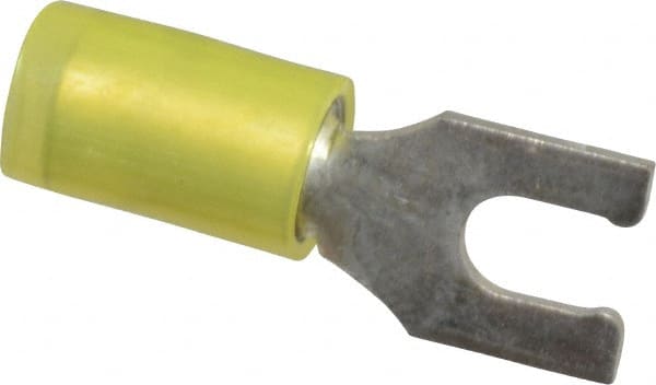 Locking Fork Terminal: Yellow, Nylon, Partially Insulated, #8 Stud, Crimp MPN:RC10-8FL