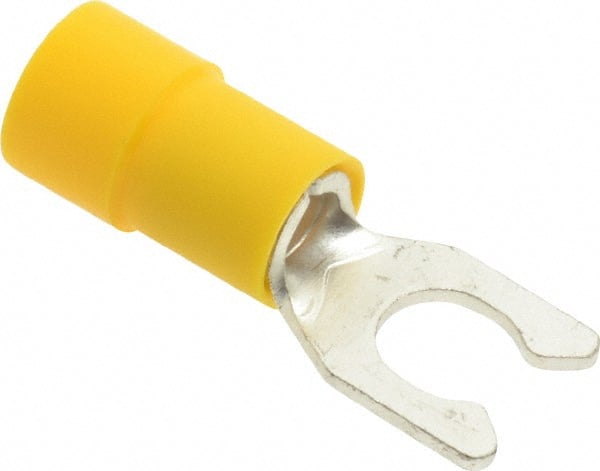 Locking Fork Terminal: Yellow, Vinyl, Partially Insulated, #10 Stud, Crimp MPN:TV10-10LF-XV