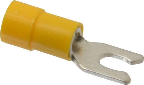 Locking Fork Terminal: Yellow, Vinyl, Partially Insulated, #6 Stud, Crimp MPN:TV10-6LF-XV