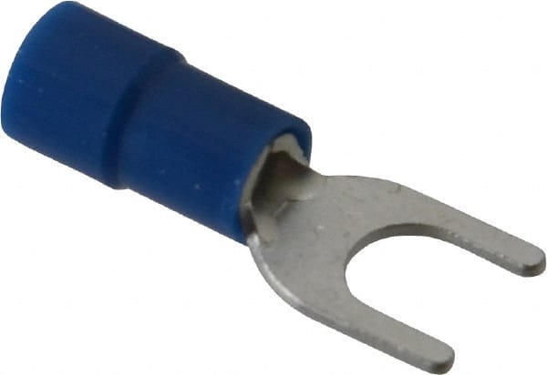 Standard Fork Terminal: Blue, Vinyl, Partially Insulated, #10 Stud, Crimp MPN:TV14-10F-XV