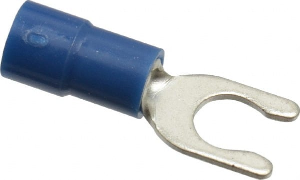 Locking Fork Terminal: Blue, Vinyl, Partially Insulated, #10 Stud, Crimp MPN:TV14-10LF-XV