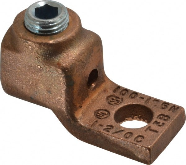 Square Ring Terminal: Non-Insulated, 1 to 2/0 AWG, Compression Connection MPN:31009