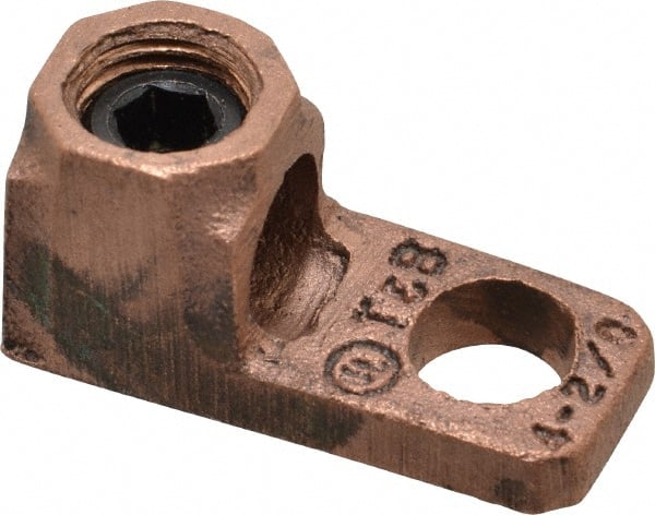 D Shaped Ring Terminal: Non-Insulated, 4 to 2/0 AWG, Lug Connection MPN:71010-TB