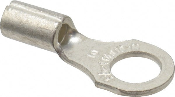 D Shaped Ring Terminal: Non-Insulated, 18 to 14 AWG, Crimp Connection MPN:B14-10