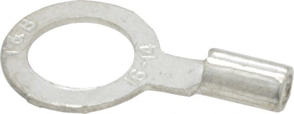 D Shaped Ring Terminal: Non-Insulated, 18 to 14 AWG, Crimp Connection MPN:B14-516