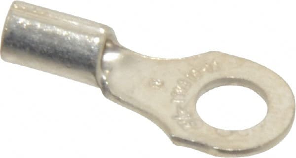 D Shaped Ring Terminal: Non-Insulated, 18 to 14 AWG, Crimp Connection MPN:B14-8