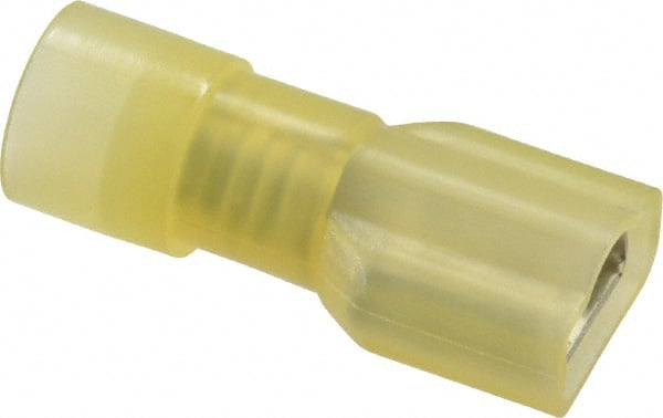 Wire Disconnect: Female, Yellow, Nylon, 12-10 AWG, 1/4