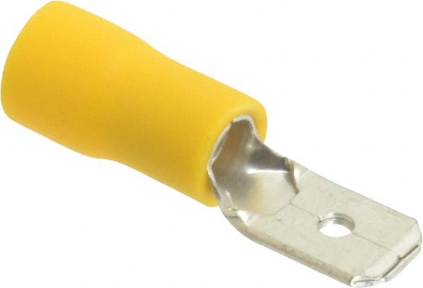 Wire Disconnect: Male, Yellow, Vinyl, 12-10 AWG, 1/4