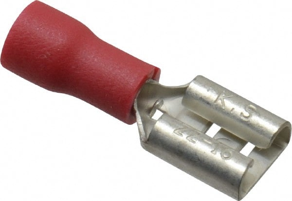 Wire Disconnect: Female, Red, Vinyl, 22-16 AWG, 1/4