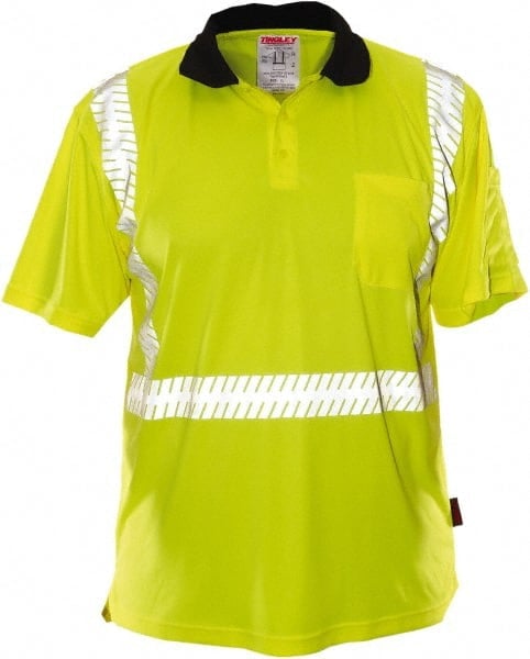 Work Shirt: High-Visibility, Medium, Polyester, Green & Yellow, 1 Pocket MPN:S74022.MD