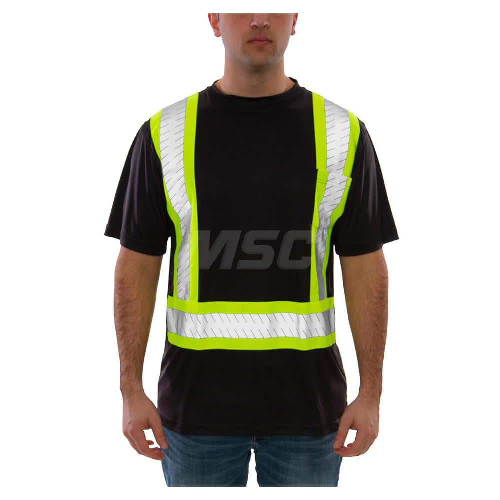 Work Shirt: High-Visibility, 5X-Large, Polyester, Black & Fluorescent Yellow-Green, 1 Pocket MPN:S74023C.5X