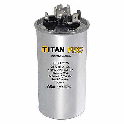 Dual Run Capacitor 25/75 MFD 4 1/4 H MPN:TRCFD2575