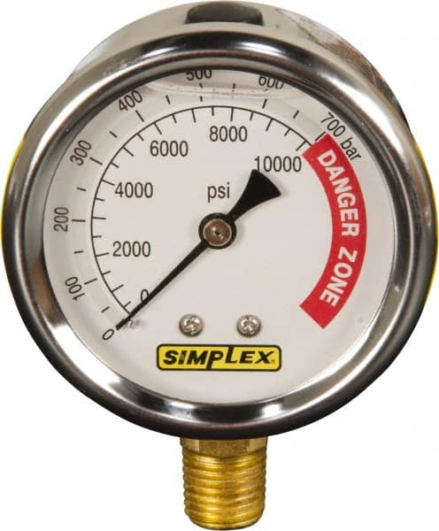 0 - 10,000 psi Liquid-Filled Hydraulic Pressure Gauge MPN:18905