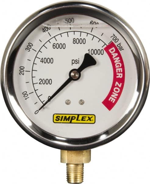 0 - 10,000 psi Liquid-Filled Hydraulic Pressure Gauge MPN:18906