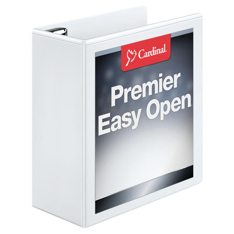 Cardinal EasyOpen ClearVue Locking View 3-Ring Binder, 4in D-Rings, 52% Recycled, White (Min Order Qty 2) MPN:10340CB