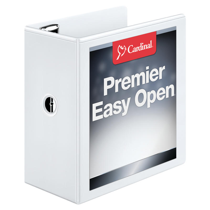 Cardinal EasyOpen ClearVue Locking View 3-Ring Binder, 5in D-Rings, 52% Recycled, White MPN:10350CB